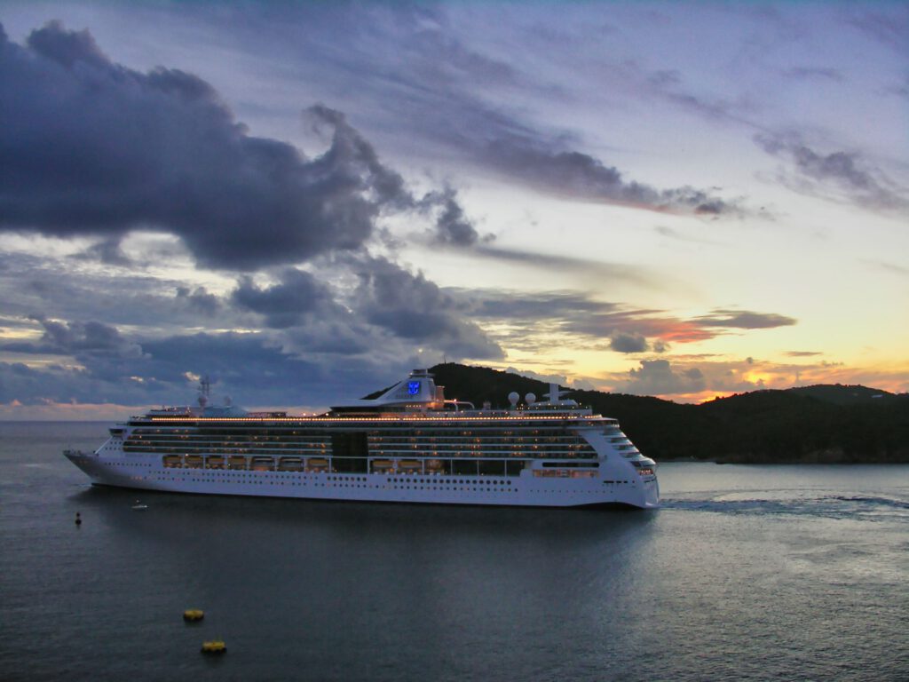 Cruise Ship - Royal Caribbean - Serenade of the Seas in St. Thomas at Sunset