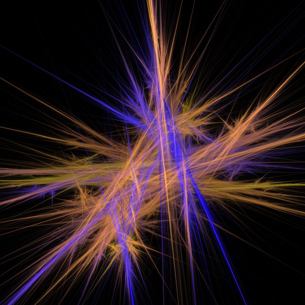 Digital Art - Laser Explosion - Orange Blue