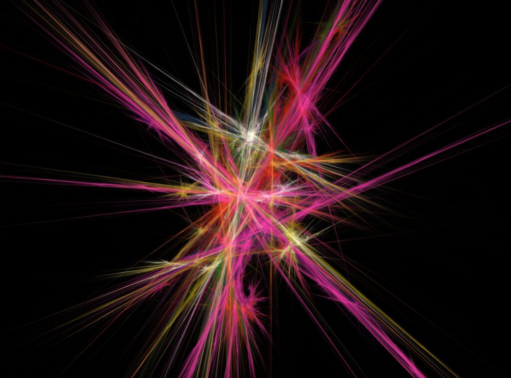 Digital Art - Laser Explosion - Pink Yellow