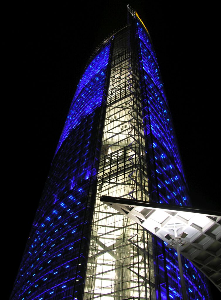 Germany - Bonn - Blue Illuminated Business Building