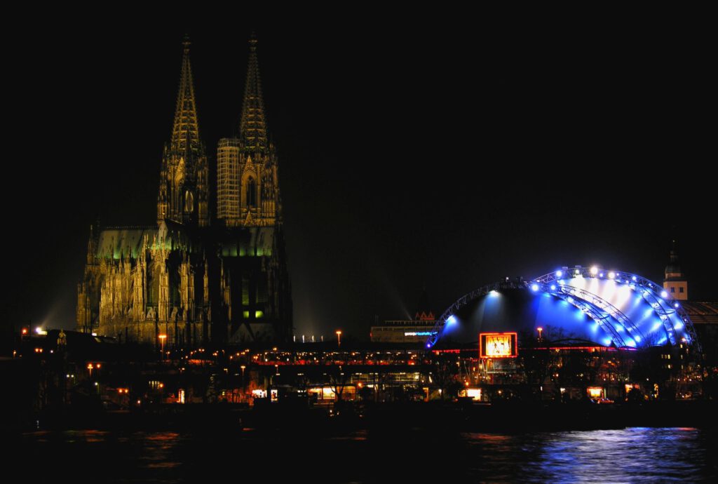 Germany - Cologne - Cologne Cathedral and Musical Dome at night