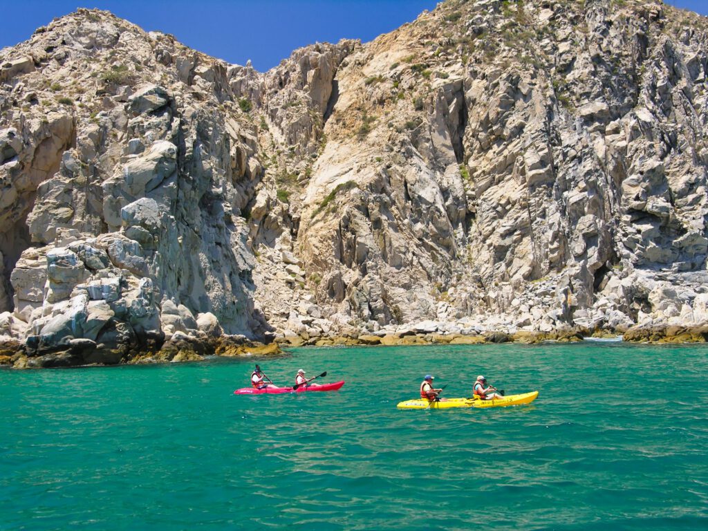 Mexico - Cabo San Lucas - Beach Kayaks in Front of the Coastline