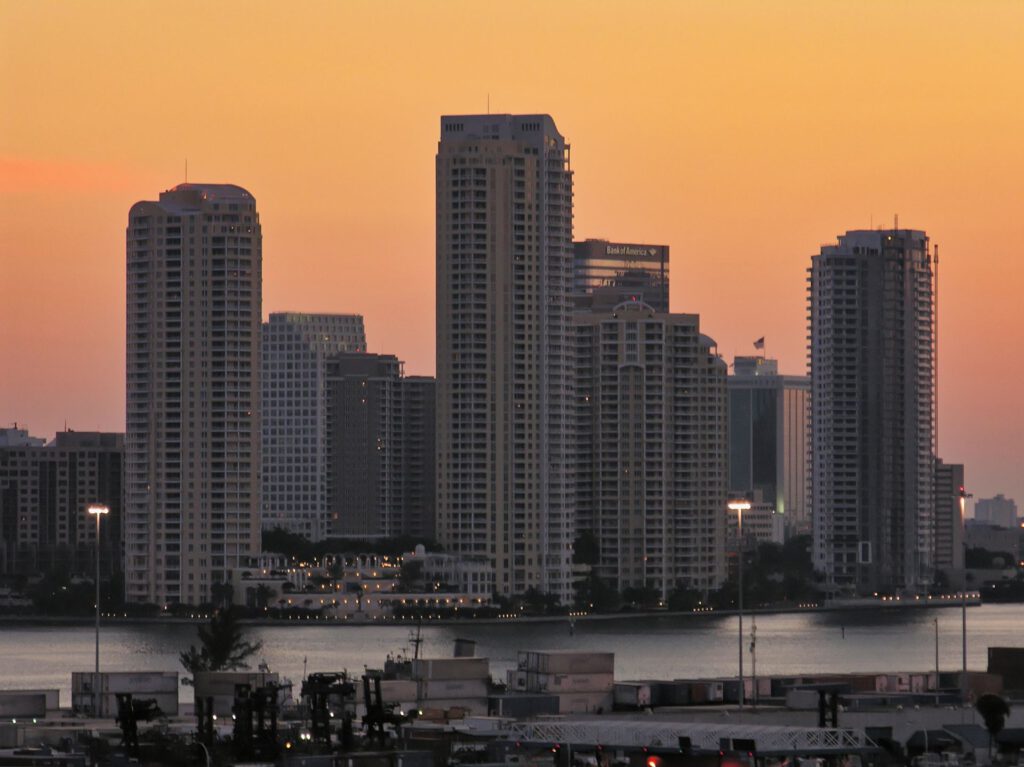 USA - Florida - Miami - Skyline at Sunset
