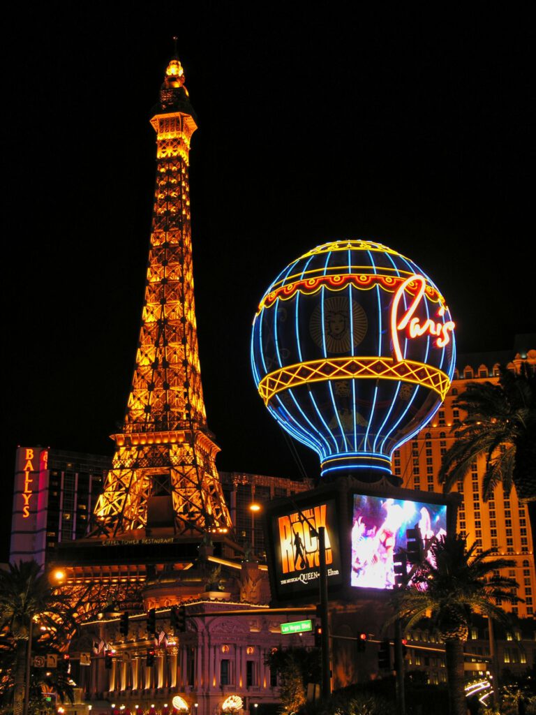 USA - Nevada - Las Vegas - Hotel Paris with Eiffel Tower at Night