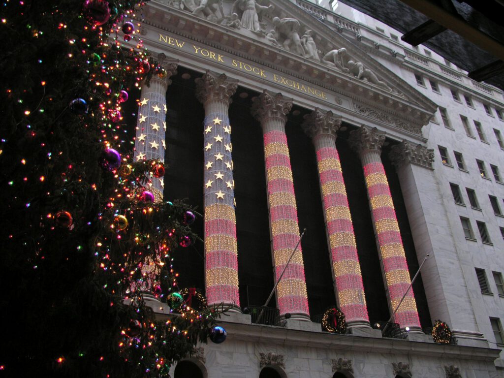 USA - New York - Manhattan - New York Stock Exchange with Xmas Tree